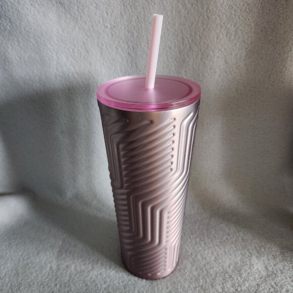 Starbucks Coffee Tumbler 24 oz Pink Purple Stainless Geometric Valentines 2025 - Picture 2 of 8